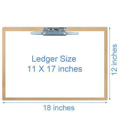 Acocony 11x17 Clipboard Landscape and Vertical Extra Large Clipboard Hardboard with 8 Inch Lever Operated Clip 11 x 17 Clipping Board Log Color MDF Pack of 2