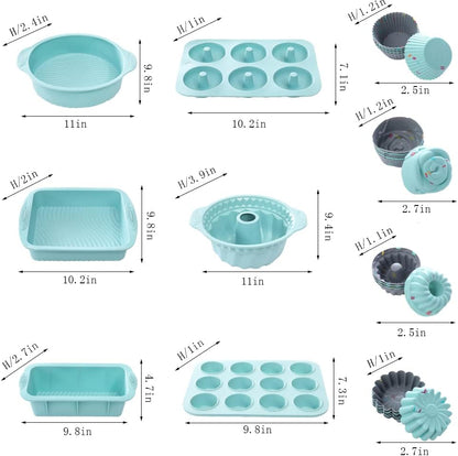 Skiennix 30-Piece Nonstick Silicone Bakeware Set - Versatile Baking Pans, Molds & Cups in Assorted Sizes