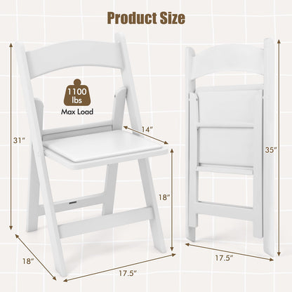 GOFLAME 12 Pack Folding Chairs, Foldable Dining Chair Set with Padded Seat, All-Weather Resin Frame, Indoor Outdoor Portable Commercial Seat for Home, Party, Wedding, 1100 Lbs Load Capacity, White