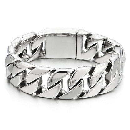 COOLSTEELANDBEYOND Masculine Mens Stainless Steel Large Link Curb Chain Bracelet, Polished