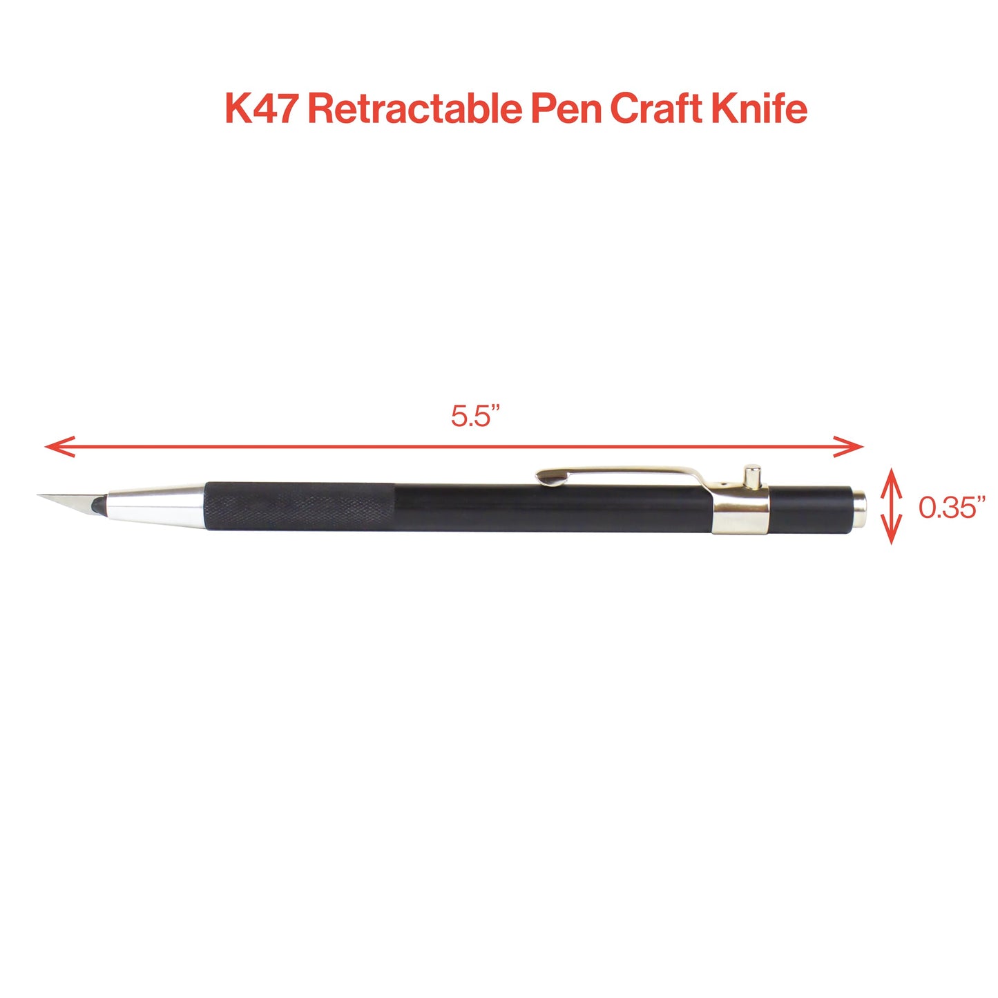 Excel Blades K47 Retractable Craft Knife Pen 2-Pack – Precision Art Knife with #65 Angled Blade for Paper, Cardstock, Vinyl, Film & Plastic – Slim Aluminum Hobby Cutter with Pocket Clip – Made in USA