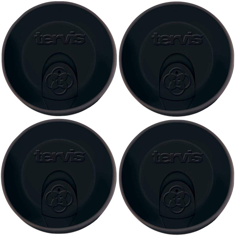 Tervis Travel Lids 16 oz, Black (Set of 4) | Great For Both Hot and Cold Liquids | Dishwasher Safe (Top Rack Only)