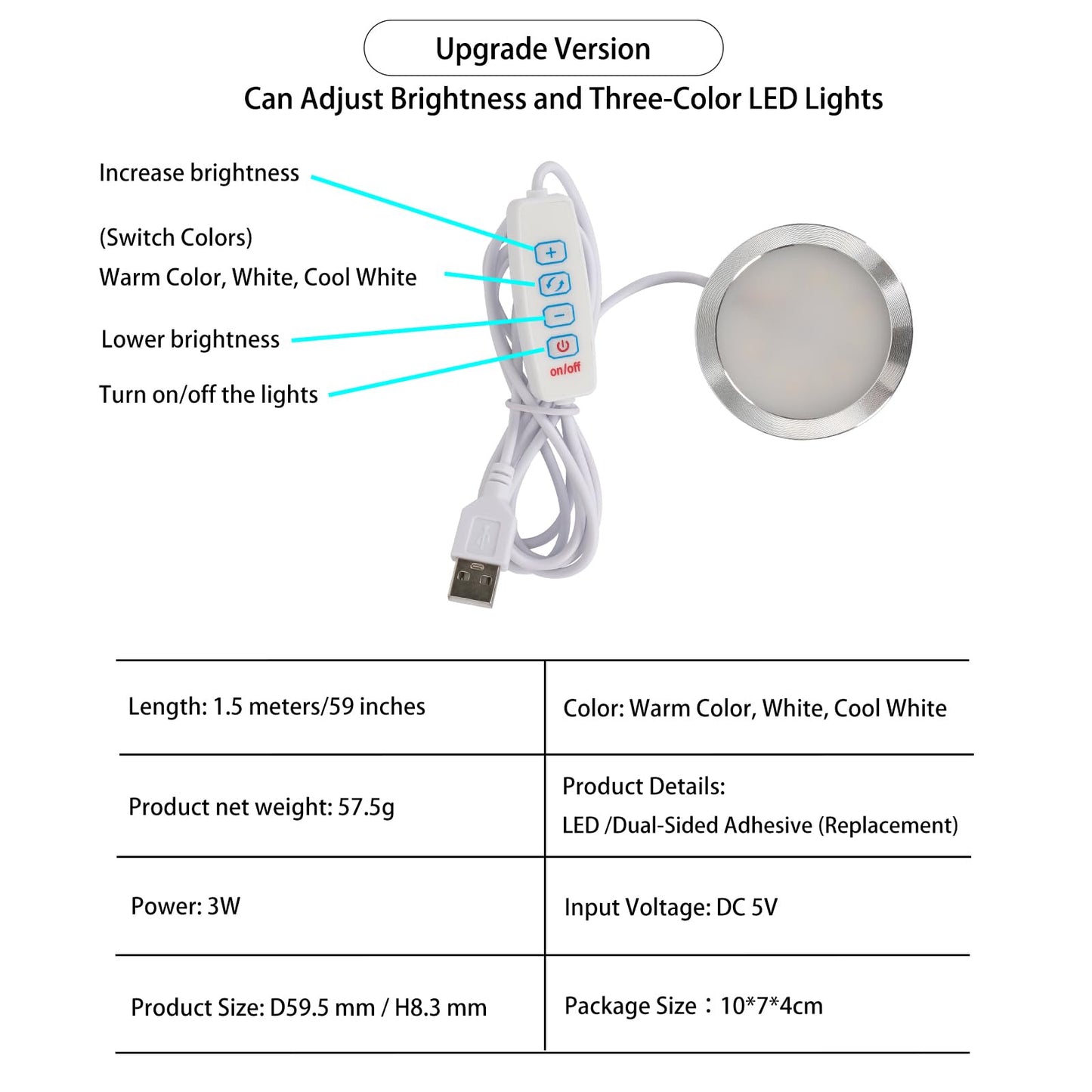 Cxydm led lamp kit 001 Compatible with Bambu Lap H2D/A1/A1mini/P1S/P1P/X1C Light kit, Three Colors with Power-Off Color Memory, Makerworld‘s 3D Printed DIY Light Models, 5V USB Powered, 2Pack+Charger