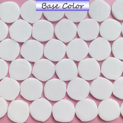 ILLUCKAI 3/4" Round Iridescent Stained Glass Mosaic Tiles for Crafts, 280g 125pcs Circle Mosaic Glass Pieces, Mosaic Kit Supplies for Home Decor(Iridescent White)