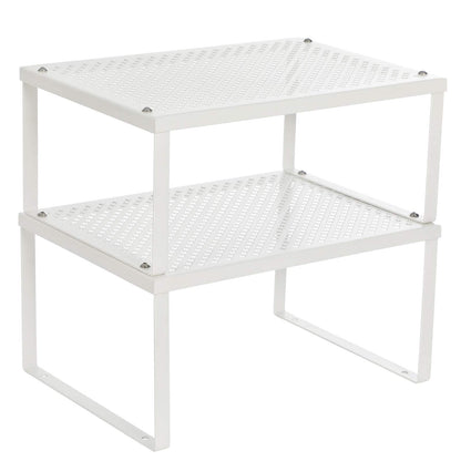 SONGMICS Spice Racks, Set of 2 Metal Cabinet Shelf Organizers, Countertop Organizers, Shelf Risers, Stackable, Expandable, Silver UKCS01SV