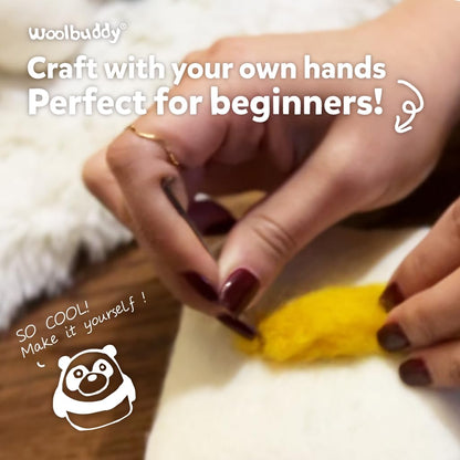 Woolbuddy Needle Felting Kit for Beginners & Adults – Panda DIY Felt Animal Starter Kit with Natural Wool Roving, Felting Needles & Step-by-Step Instructions