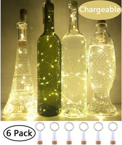 NeoJoy Rechargeable Wine Bottle Lights, LED Cork Lights USB Fairy String Lights for Parties Decoration