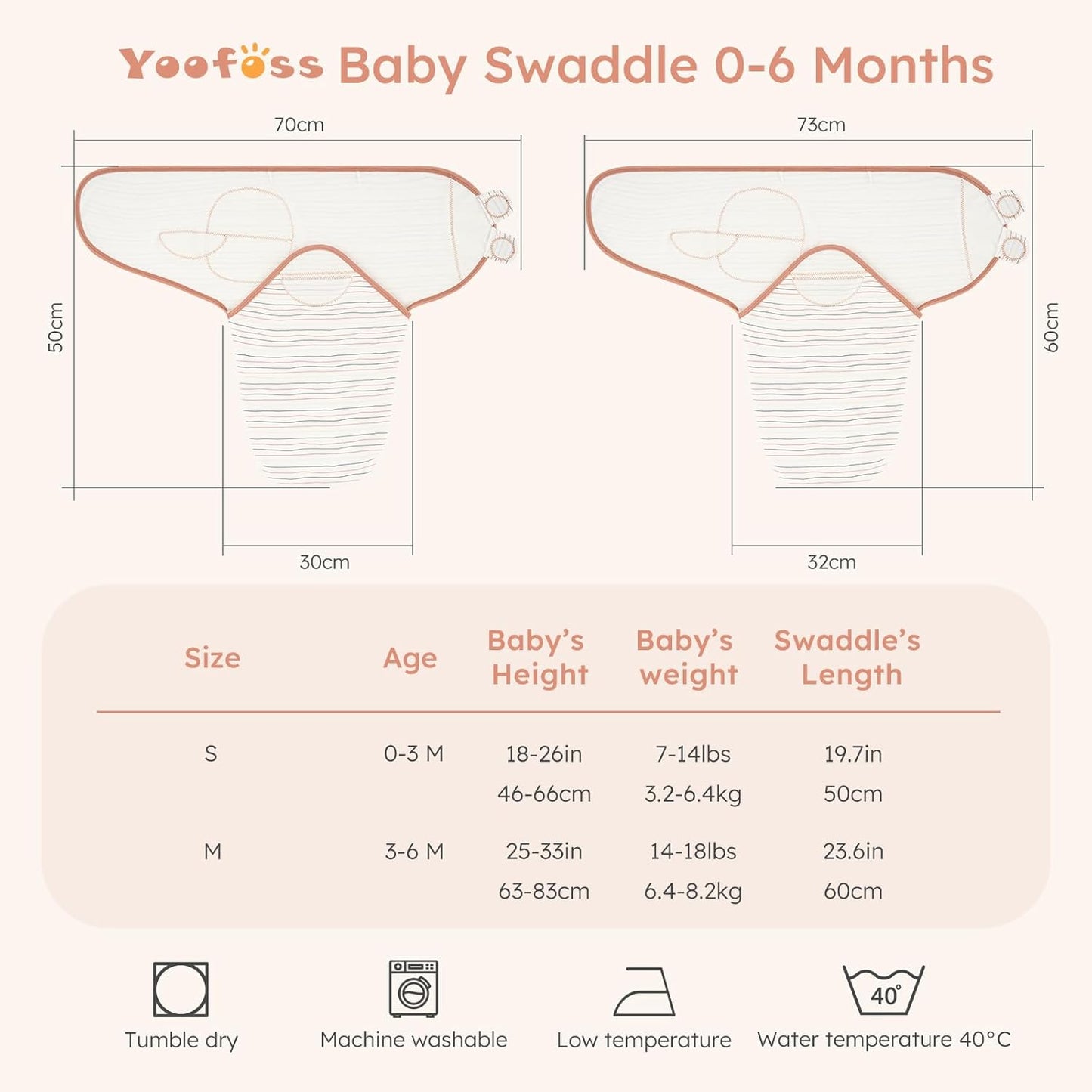 Yoofoss Baby Swaddles - 100% Cotton Adjustable Swaddle Sack | Soft & Breathable for Newborns (0-3 Months, 3 Pack)