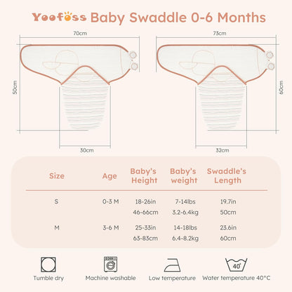 Yoofoss Baby Swaddles - 100% Cotton Adjustable Swaddle Sack | Soft & Breathable for Newborns (0-3 Months, 3 Pack)