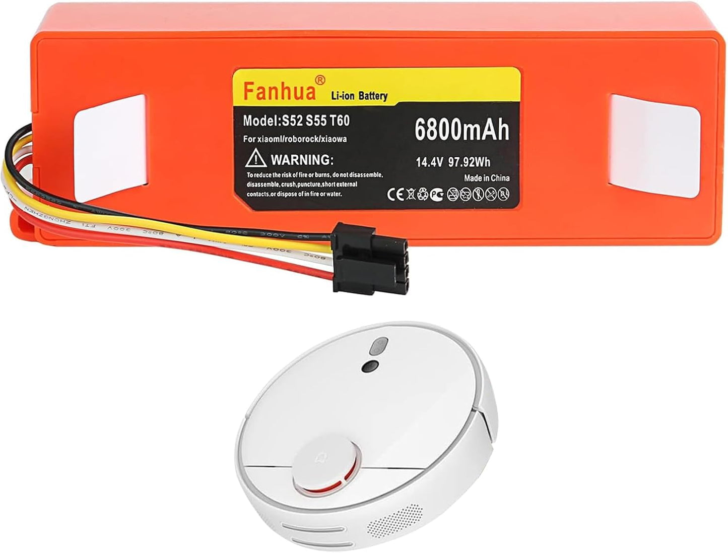 Replacement Battery 14.4V 6800mah Li-ion for Xiaomi Mijia Roborock S50 S51 S55 S5 E20 E25 C10 T6 T60 T65 S6 E35