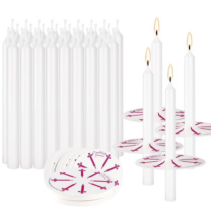 100 Pieces Church Candles- White Taper Candle Unscented with Drip Protectors-for Church Congregational Christmas Vigil-5 Inch Tall x 1/2 Inch Diameter