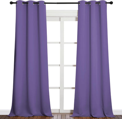 NICETOWN Blackout Curtains for Patio Glass Door - Privacy Panel Drapes, Lilac Purple, 42" x 90" (1 Pair)