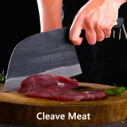 Forging Serbian Chef Knife Kitchen Chef Knives Full Tang High Carbon Clad Steel Almasi Butcher Cleaver with Leather Sheath Thanksgiving Christmas Gifts for Men Women (B-Almasi Knife)
