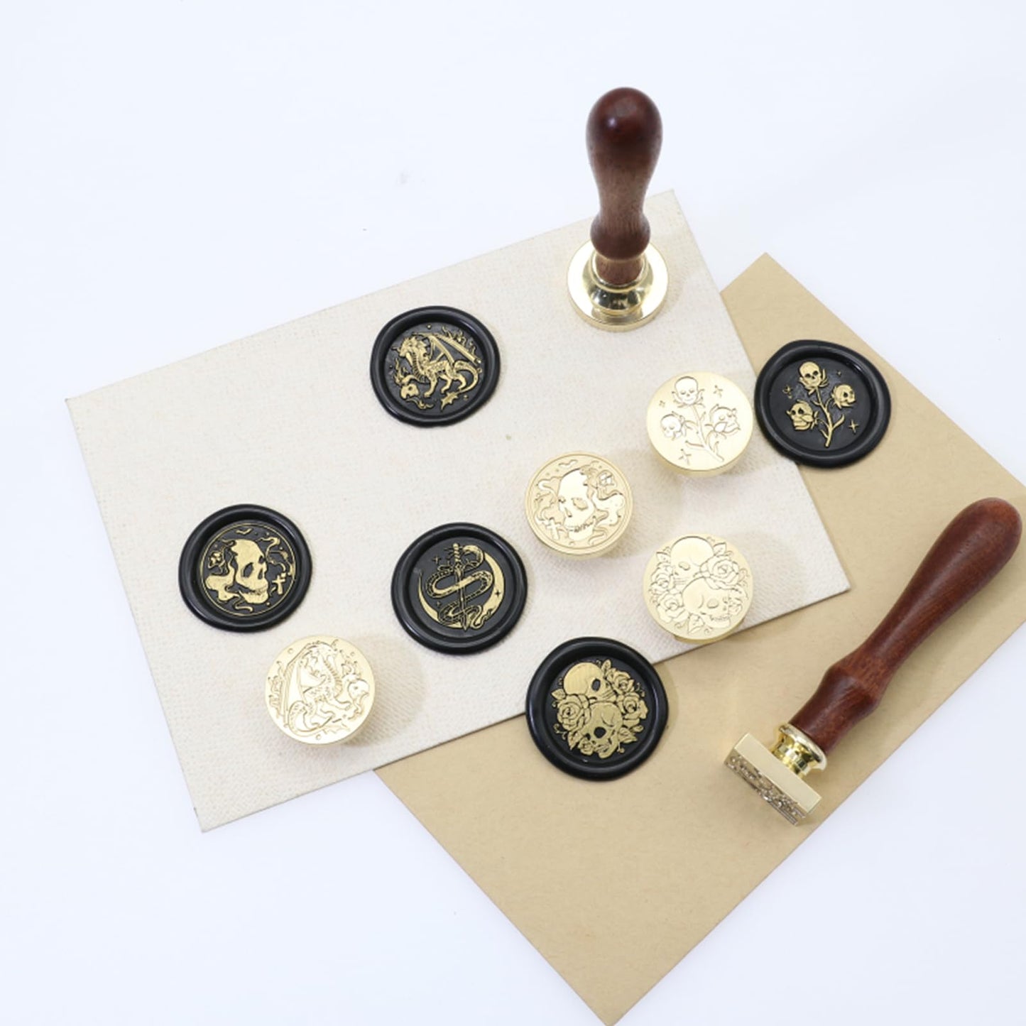 ONWINPOR Skull Skeleton Wax Seal Stamp Set - Removable Brass Head Sealing Stamp Kit, Great for Decorating Party Invitations