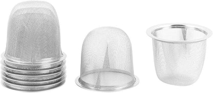 uxcell 8pcs Stainless Steel Tea Leaf Spice Round Wire Mesh Teapot Filter Strainer, 60mm Dia, 50mm Depth