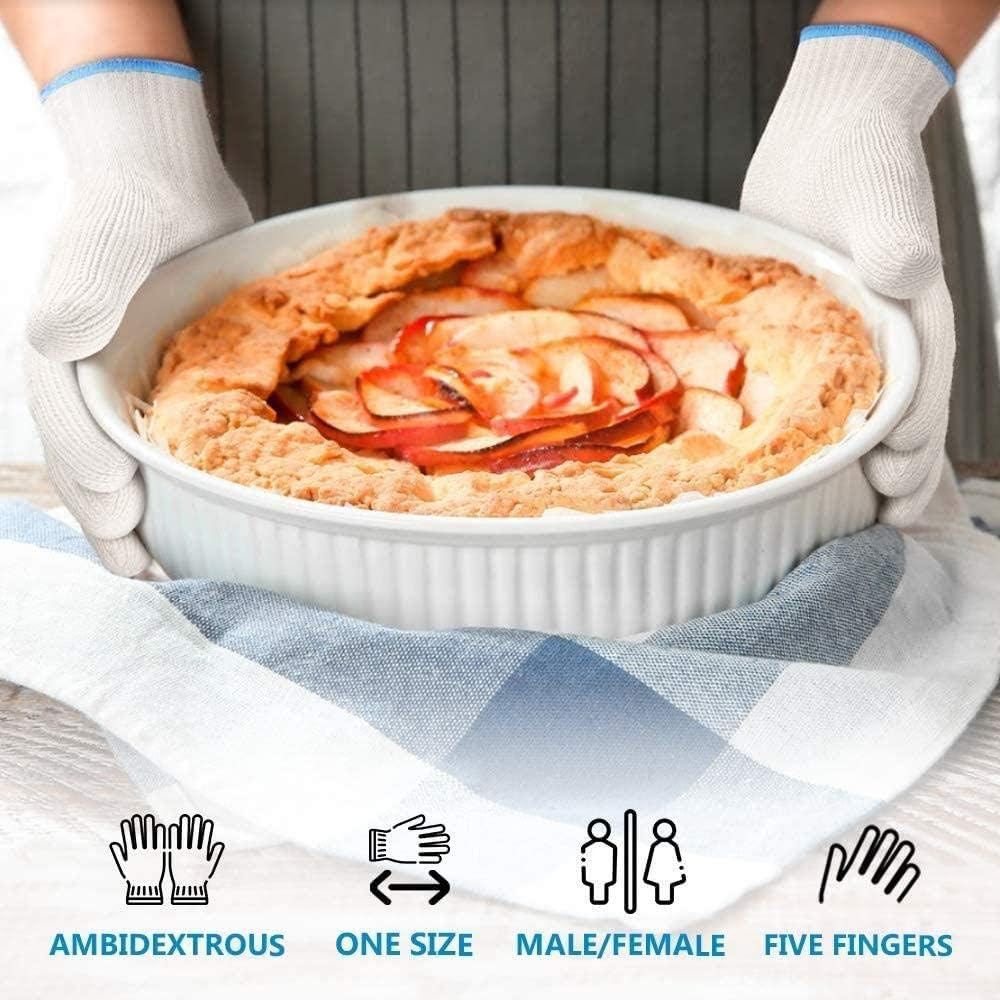 Heat Resistant Oven Gloves with Fingers - 3 Pairs Cotton Kitchen Pot Holders