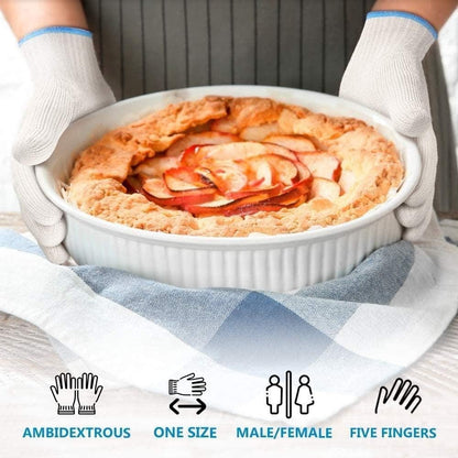 Heat Resistant Oven Gloves with Fingers - 3 Pairs Cotton Kitchen Pot Holders