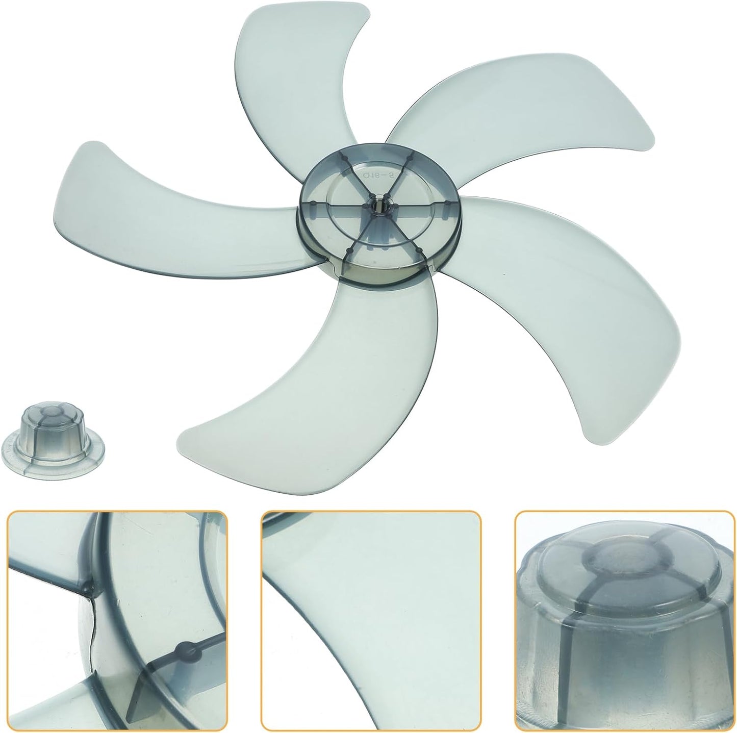 Garneck 14 Inch Standing Fan Blades, Five Blade Plastic Fan Blades with Nut Cover, Universal Replacement Blades for