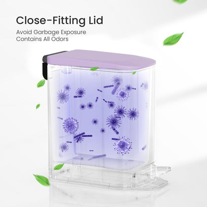 Cesun Small Bathroom Trash Can with Lid Soft Close, Step Pedal, 6 Liter / 1.6 Gallon Stainless Steel Garbage Can with Removable Inner Bucket, Anti-Fingerprint Finish (Purple)