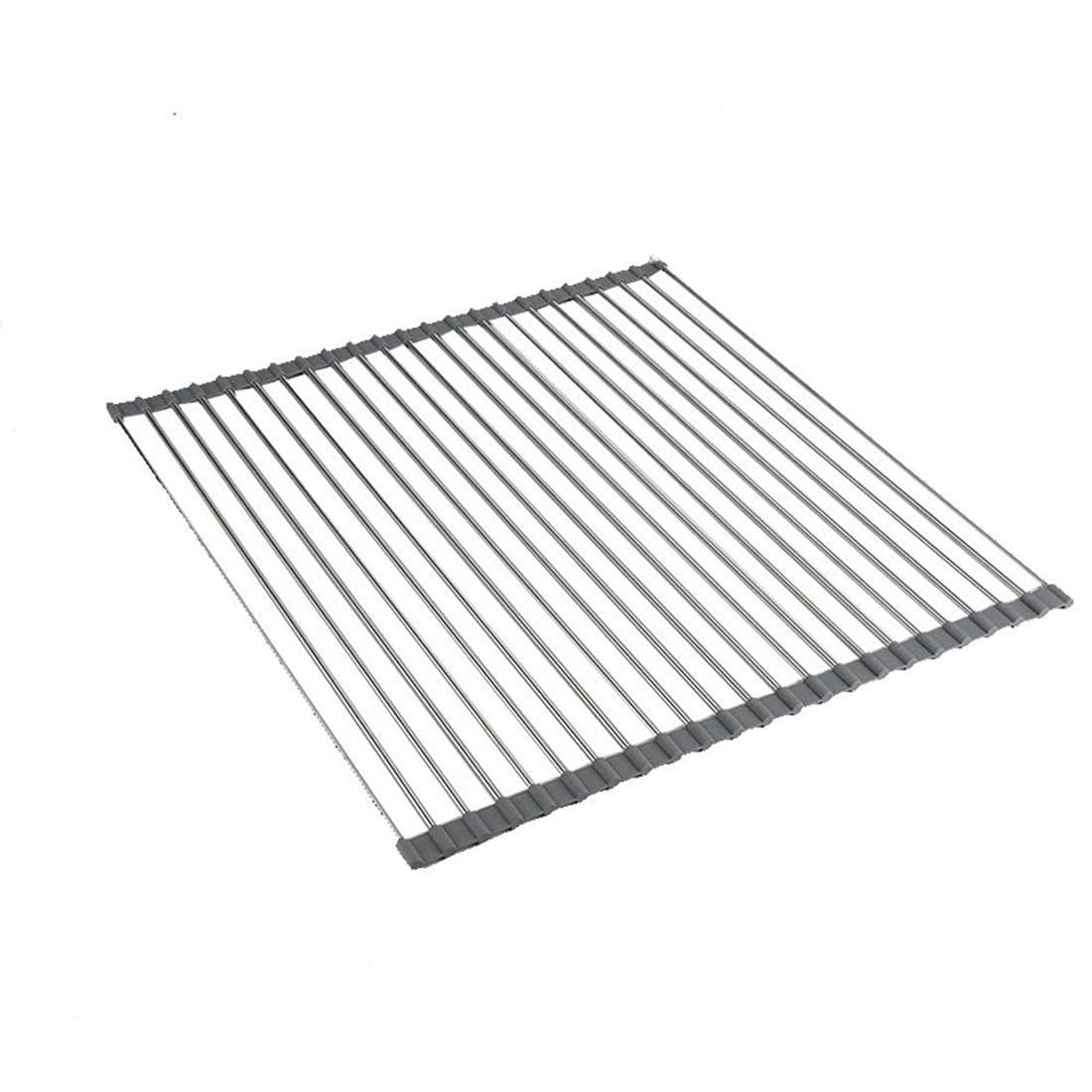 Ahyuan Roll up Dish Drying Rack Over The Sink Kitchen Roll up Sink Drying Rack Portable Dish Drainer Foldable Dish Drying Rack (Warm Gray, 17.8''X17'')