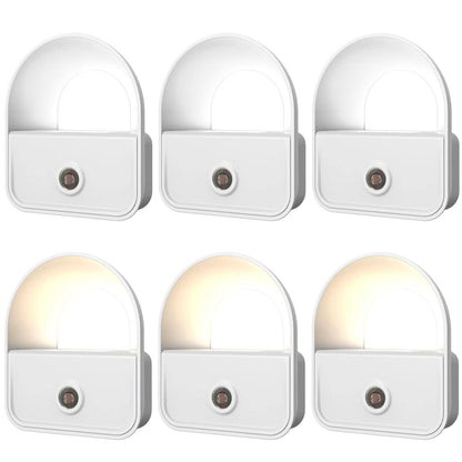 6 Pack Night Light Plug in, White LED Nightlights with Smart Dusk to Dawn Sensor, Plug into Wall Nightlights Suitable for Bedroom, Bathroom, Hallway, Kitchen, Stairs, Kids, Adults