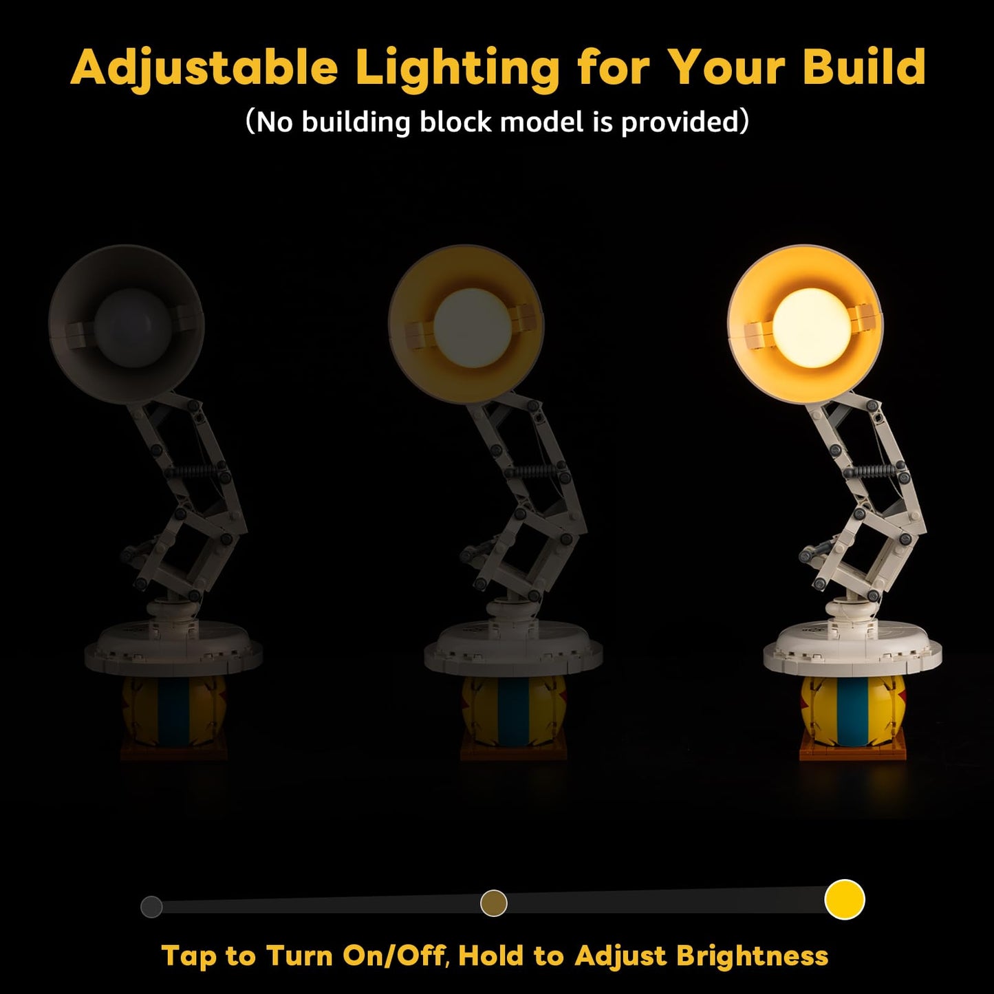 Kyglaring LED Light Kit Compatible with Lego Pixar Luxo Jr 21357 Building Blocks, Upgraded Touch Control & Dimming, Lighting Accessories for Lego Pixar Lamp Model Set, Lights Only