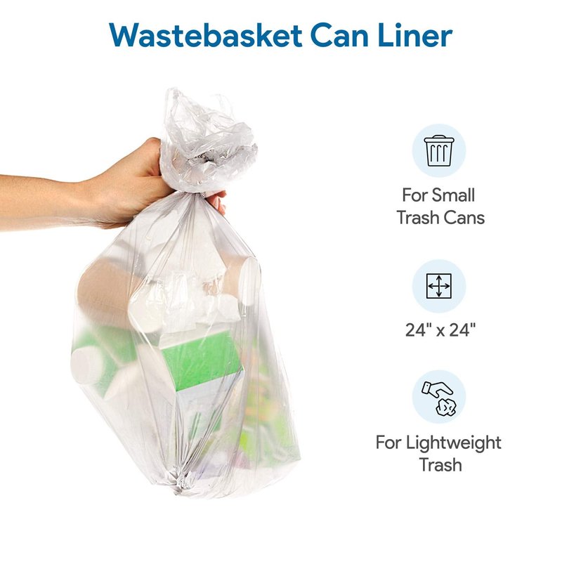 ProCure 7-10 Gallon Clear Garbage Can Liners, 100 Count - Small - Medium Trash Can Liners - High Density, Thin, Lightweight, 8 Microns - for Office, Home, Hospital Wastebaskets - 2 Coreless Rolls