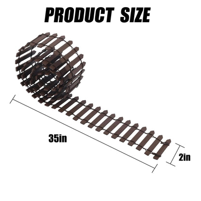 Fjxxxn 4-Pack 35-Inch Mini Garden Fences，Brown Wood Picket Fairy Garden Fence & Christmas Village Accessories for Dollhouse, Miniature Landscape & Plant Pot DIY Displays