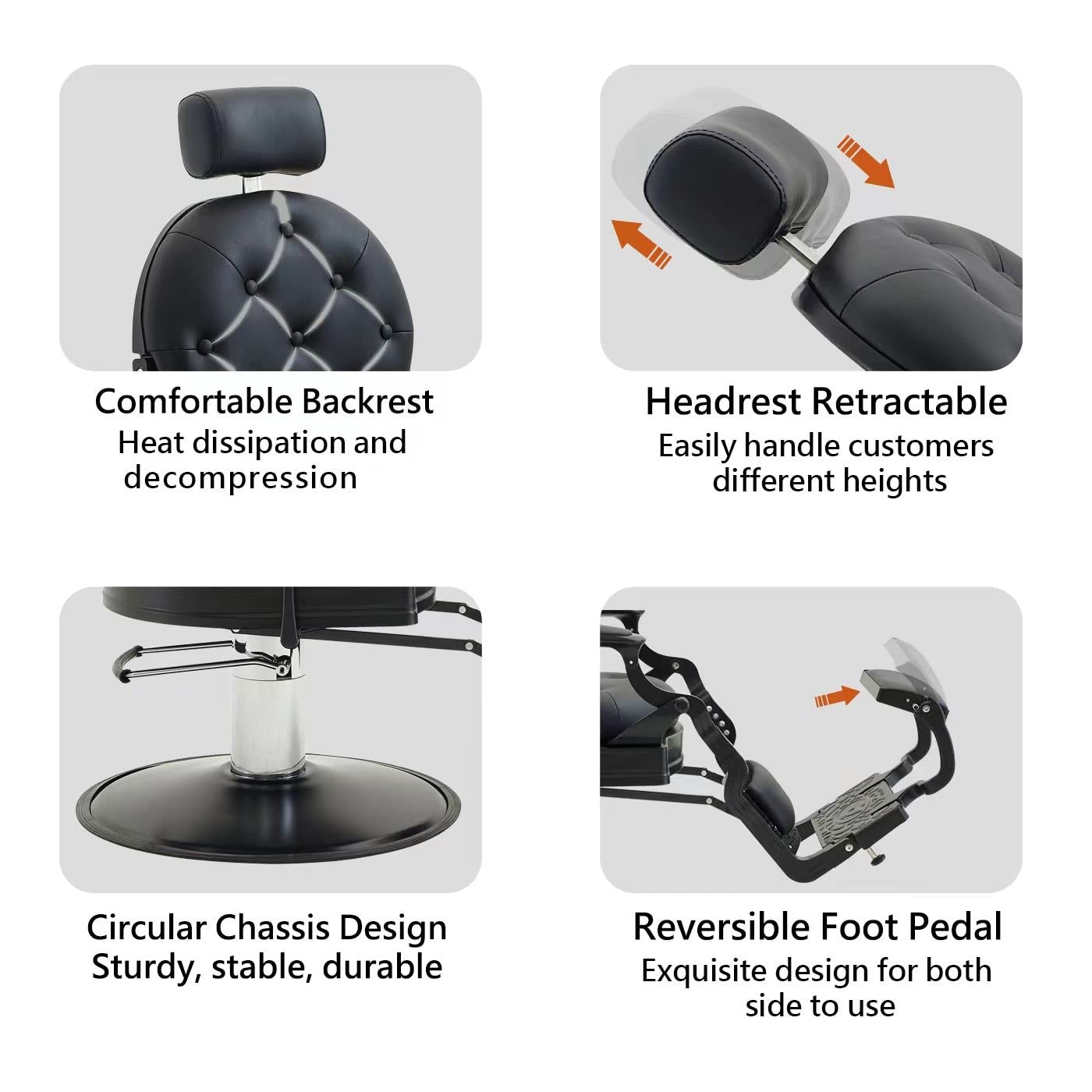 Nazalus Barber Chair Hair Salon Chair,Heavy Duty 700 LBS, for Hair Stylist Barber Beauty Tattoo Massage(Black Round)