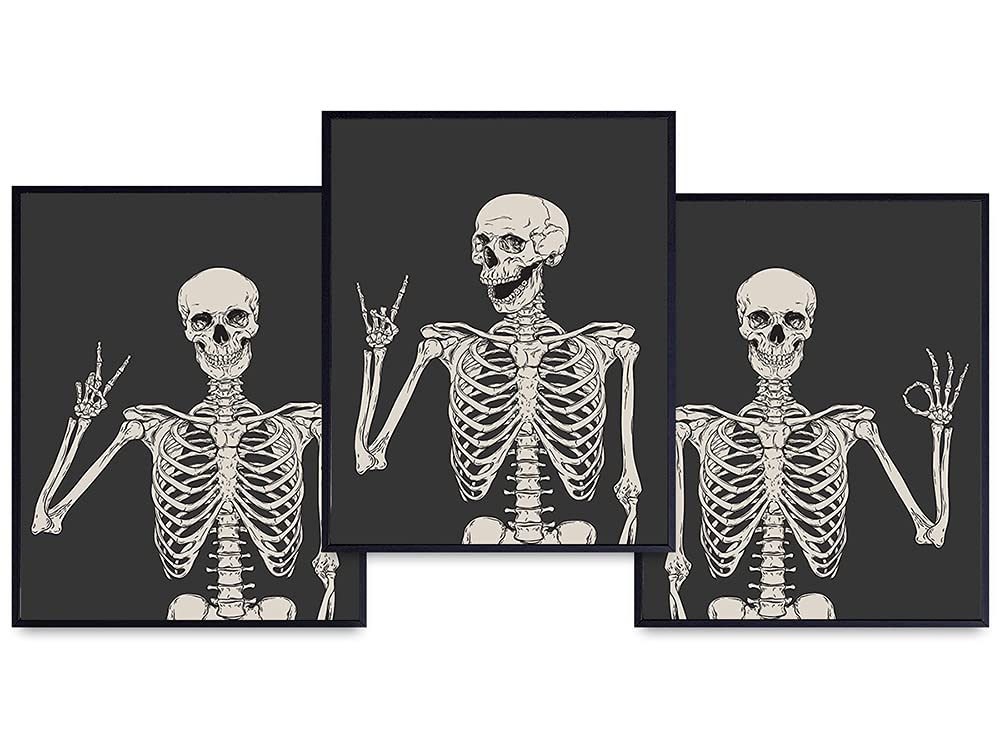 Skeleton Wall Art & Decor - Halloween Wall Decor - Gothic Home Decoration - Goth Room Artwork - Funny Skull Art - Pagan Gifts - Bedroom Dorm Man Cave - Men Boys Teens - Witchy Picture Poster Print