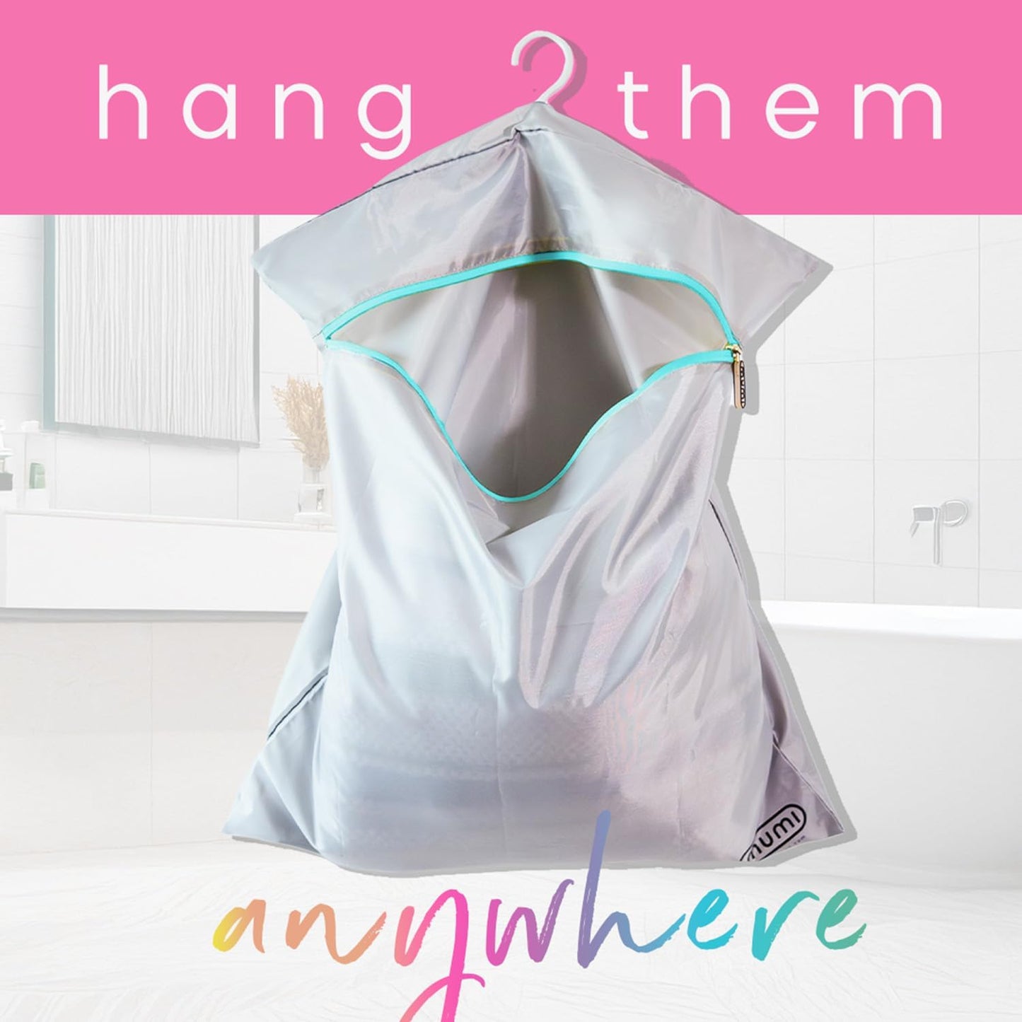 MUMI Travel Laundry Bag, Mesh Laundry Bags for Delicates with Hanger & Pouch, Large Laundry Net Bag