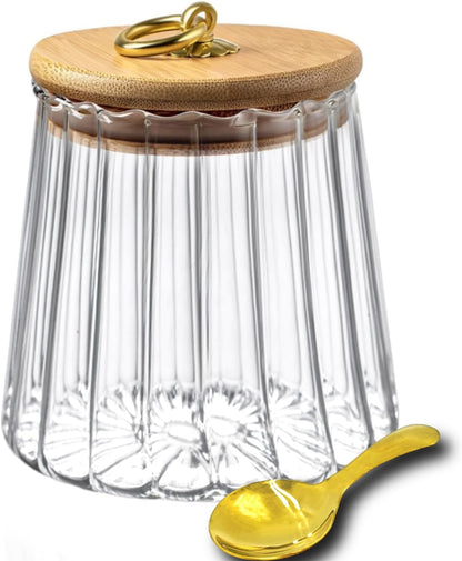 22 OZ 650ml Viovian Glass Storage Jar with Lid and Spoon FL Clear Candy Glass Canister Cute Decorative Jars for Food