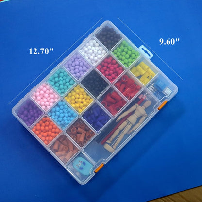 BangQiao 2 Pack Fixed 21 Grids Large Clear Plastic Storage Box, Transparent Organizer Container Case for Small Parts, Bead, Button, Jewelry, Diamond, Craft Supplies,Sewing Kit, DIY Accessories