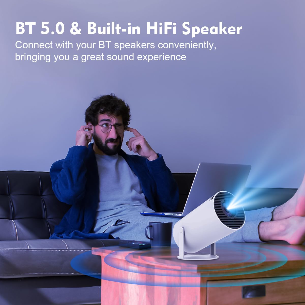 Magcubic HY300PRO Mini Projector with WiFi and Bluetooth, 4K Support Smart Portable Projector Auto Keystone , Air Mouse Remote, Voice Control, 180 Degree Rotation, Home Video Proyector Android 11
