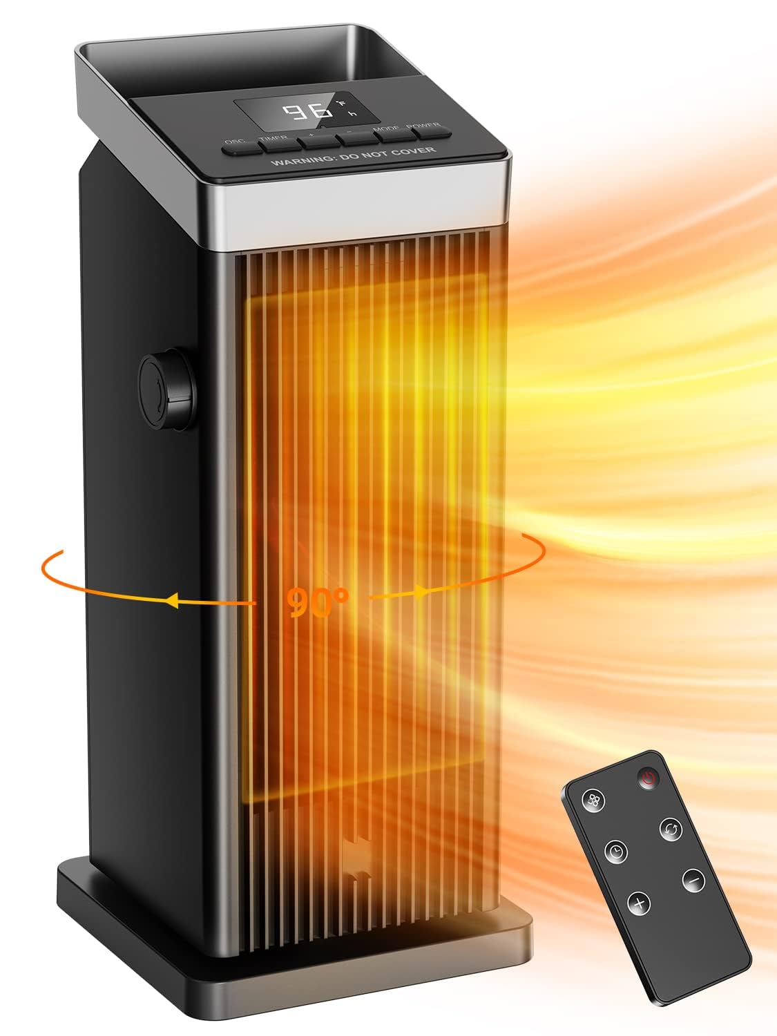BREEZOME Space Heater, 1500W Fast Heating Heater for Indoor Use, Portable Ceramic Electric Heaters for Home with Thermostat, 90° Oscillating, Remote