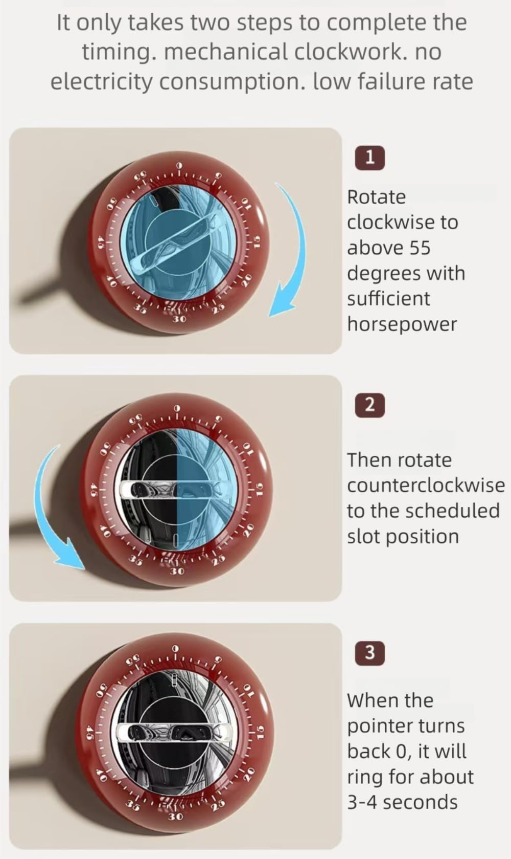 Kitchen Timers for Cooking,100% Mechanical Cooking Timer,Retro Cooking Timer,No Batteries Required,Magnetic Back.(Green)