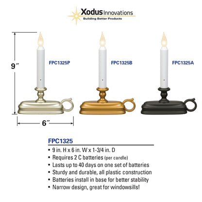Xodus Innovations FPC1325B-6 Battery Operated LED Window Candle with New Hot Spot Technology and Dusk to Dawn Sensor and Choice of Amber or White Flame, Aged Bronze/Black Finish (Pack of 6)