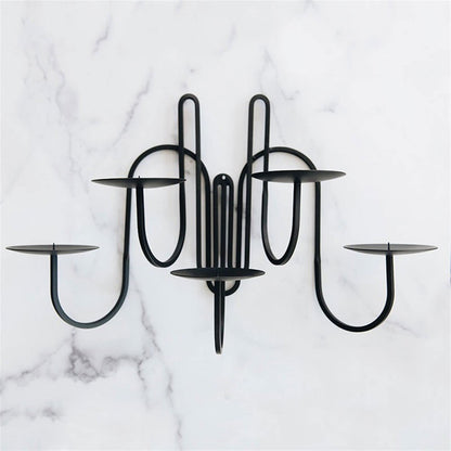 cfycfy987 Candelabra European Light Luxury Iron Wall-Mounted Candlestick Simple Living Room Porch Corridor Candle Holder Candle Sticks Holder