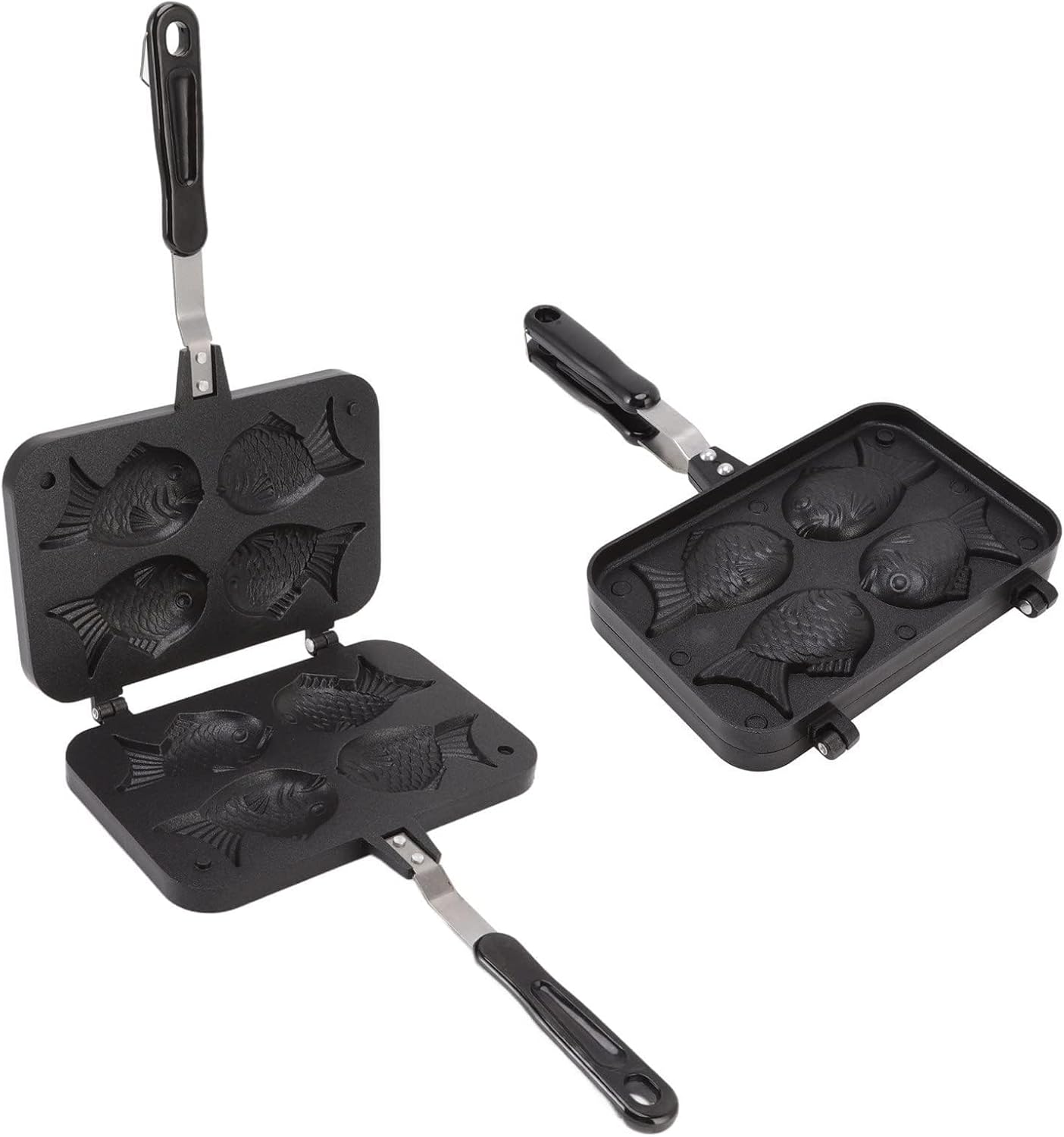 Taiyaki Fish Shaped Pancake Maker Pan, Non-Stick Double Baking Pan with 4 Fish for Kitchen Waffle Baking