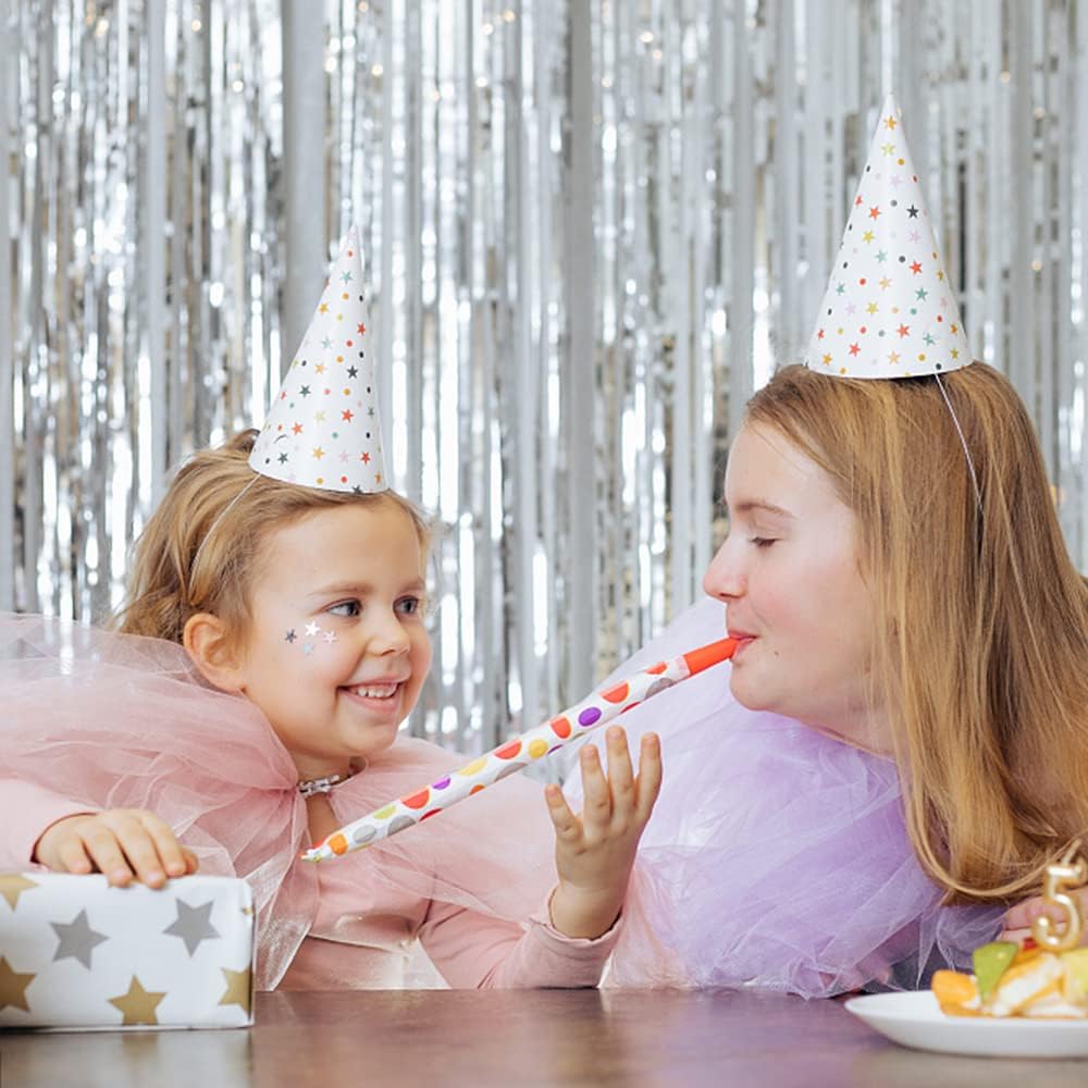 Skiennix Foil Curtain Backdrop - Silver Metallic Tinsel Fringe for Parties & Celebrations | 5 Pack