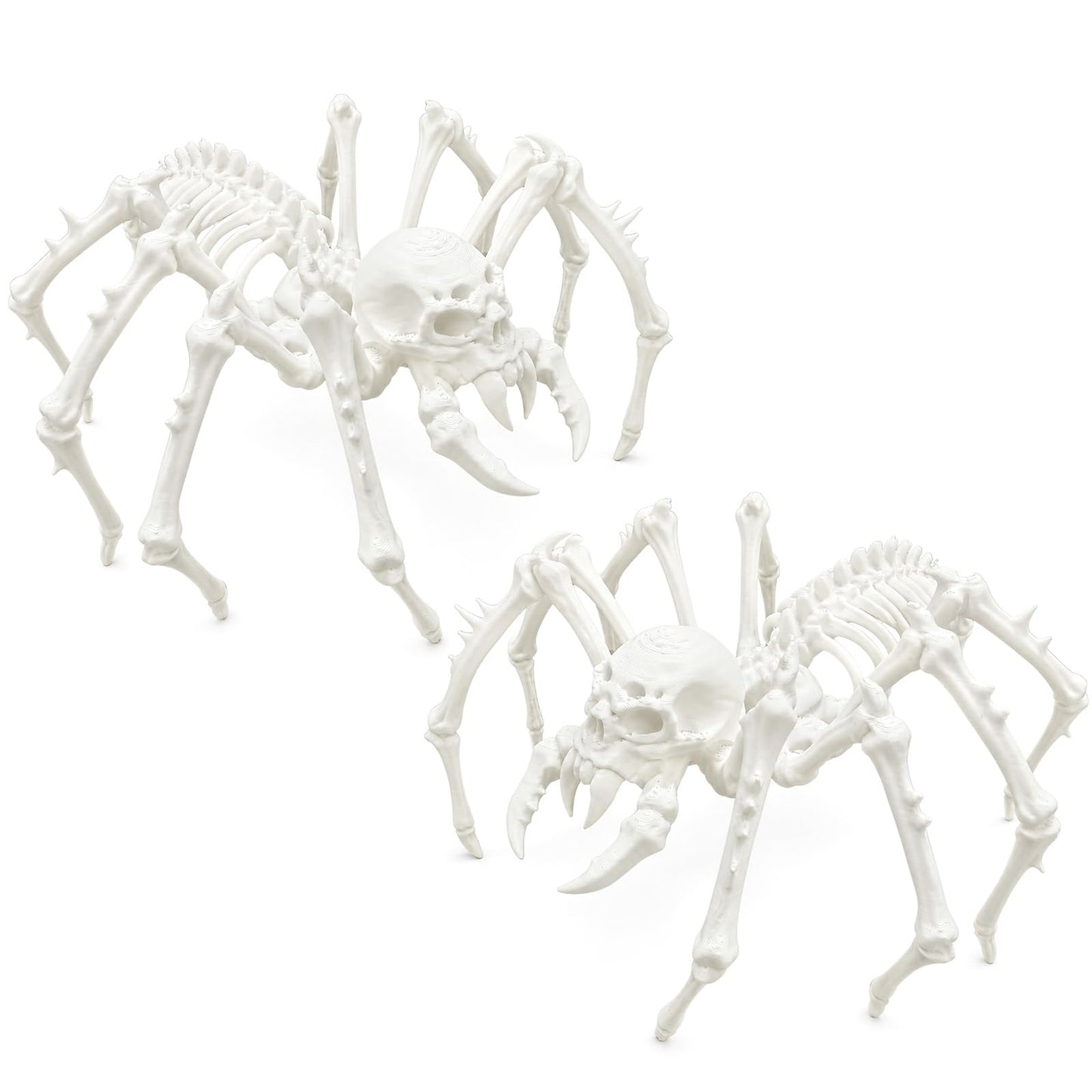 Kathfly 2 Pcs Spider Skeleton Decor, Animals Skeleton Ornaments Plastic Spider Skull Bones Figure Decor for Indoor and Outdoor Halloween Party Props Escape Rooms