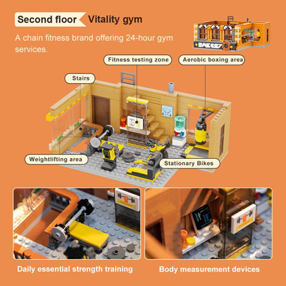PANTASY European Bakery Building Kit-Landmark Construction Set for Adults & Teens, Featuring a Bakery, Gym, Living Quarters, and Sky Garden
