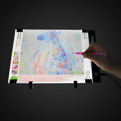 Mlife Diamond Art Painting A4 LED Light Pad - Dimmable Light Board Kit, Apply to Full Drill & Partial Drill 5D Diamond Art with Detachable Stand and Clips