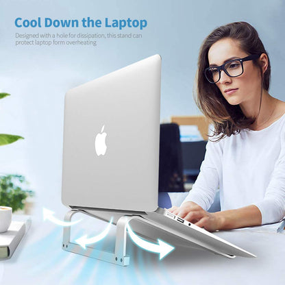 Laptop Stand for Desk，Stable Ergonomic Aluminum Computer Riser Cooling Stand for Mac MacBook Pro/ MacBook Pro Air,HP, Dell, More PC Notebook - 12 13 15 16.2 inch (Silver)