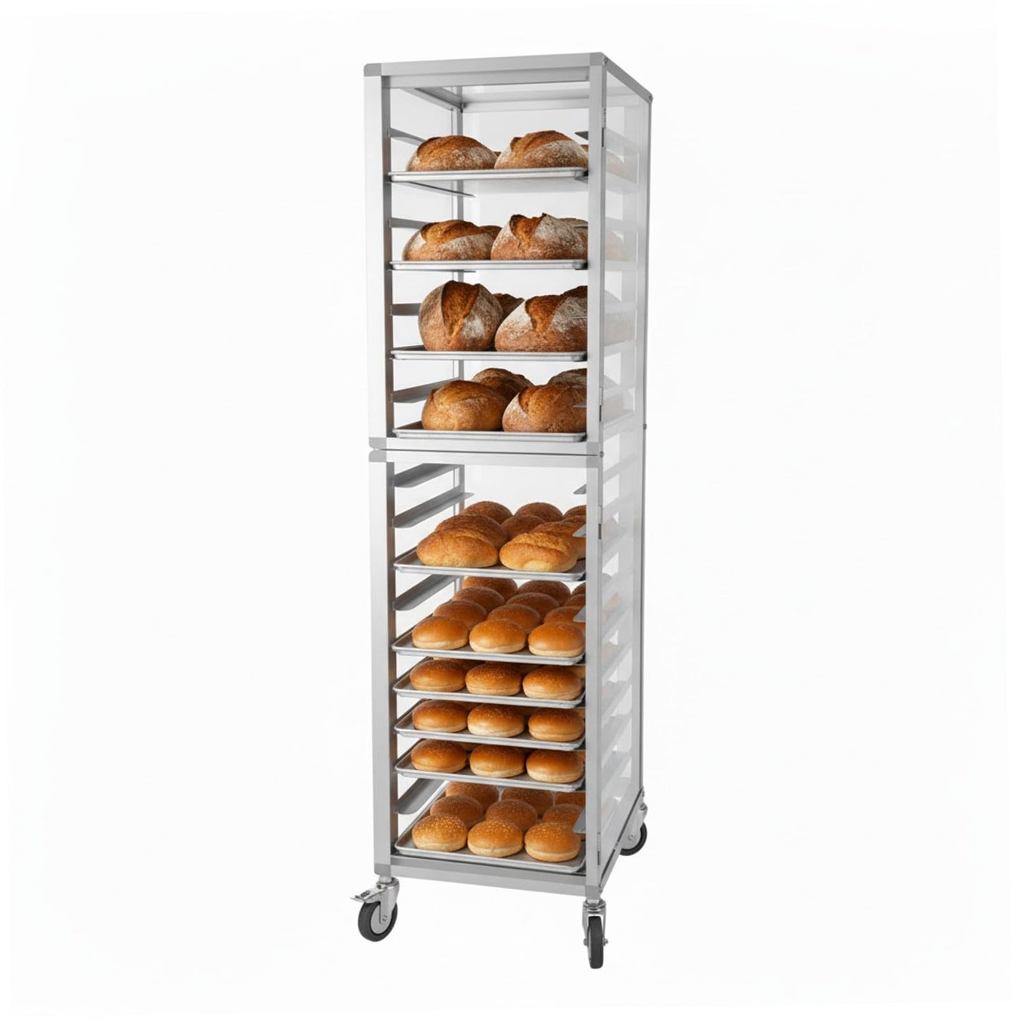 18 Tiers Aluminium Bun Pan Rack with Wheels NSF Commercial Bakery Racks for Kitchen Home Bread Baking Restaurant & Catering 18.5x24.6x70in