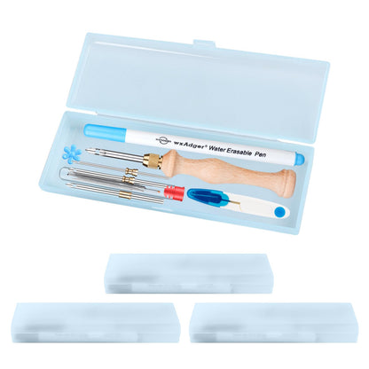 4Pack Punch Needle Kit 1.6mm-2mm-2.5mm-3.5mm-5mm Metal Tubes Adjustable Wooden Punch Needle Tool for Adult Beginner Embroidery Cross Stitching DIY Craft Decoration (Blue)