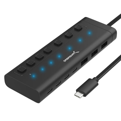 SABRENT 10-Port USB 3.0 Hub, Individual Power Switches and LEDs, 3 Smart Charging Ports, 60W Power Adapter, for PC, Mac, Xbox, PS5, Laptop, Desktop, USB Devices (HB-B7C3)