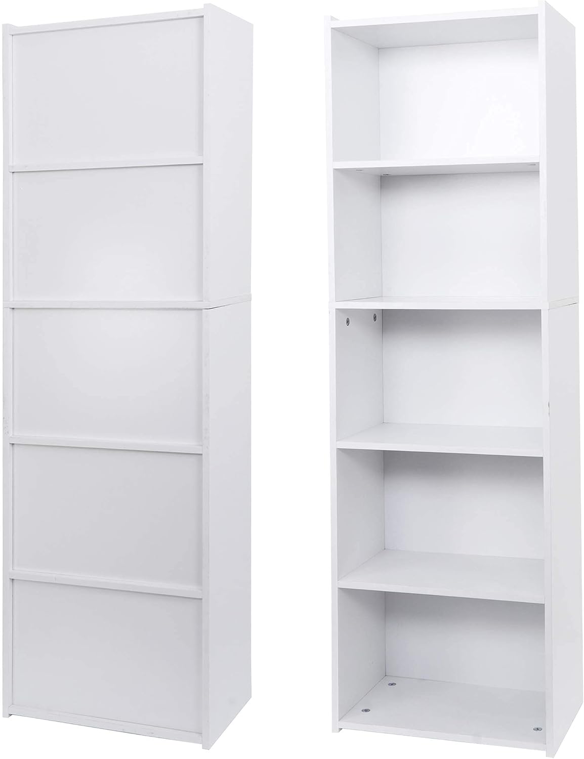 5-Tier ZENY Shelf Bookcase, Freestanding Wood Storage Display Open Bookshelf for Home Office, White