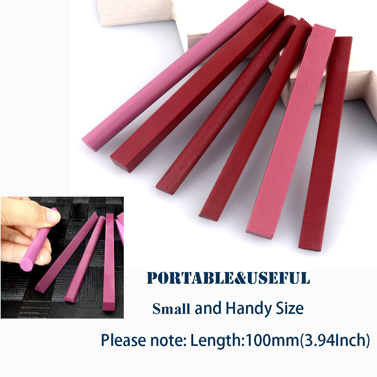 CBRIGHT Sharpening Stone Set, 6pcs 3000# Ruby Whetstone Kit Small Fine Polishing Sharpener Stone for Sharpen Chisel Gouge,Knife and Bladed Cutting Tools, Variety of Shapes[Length:100mm(3.94Inch)]