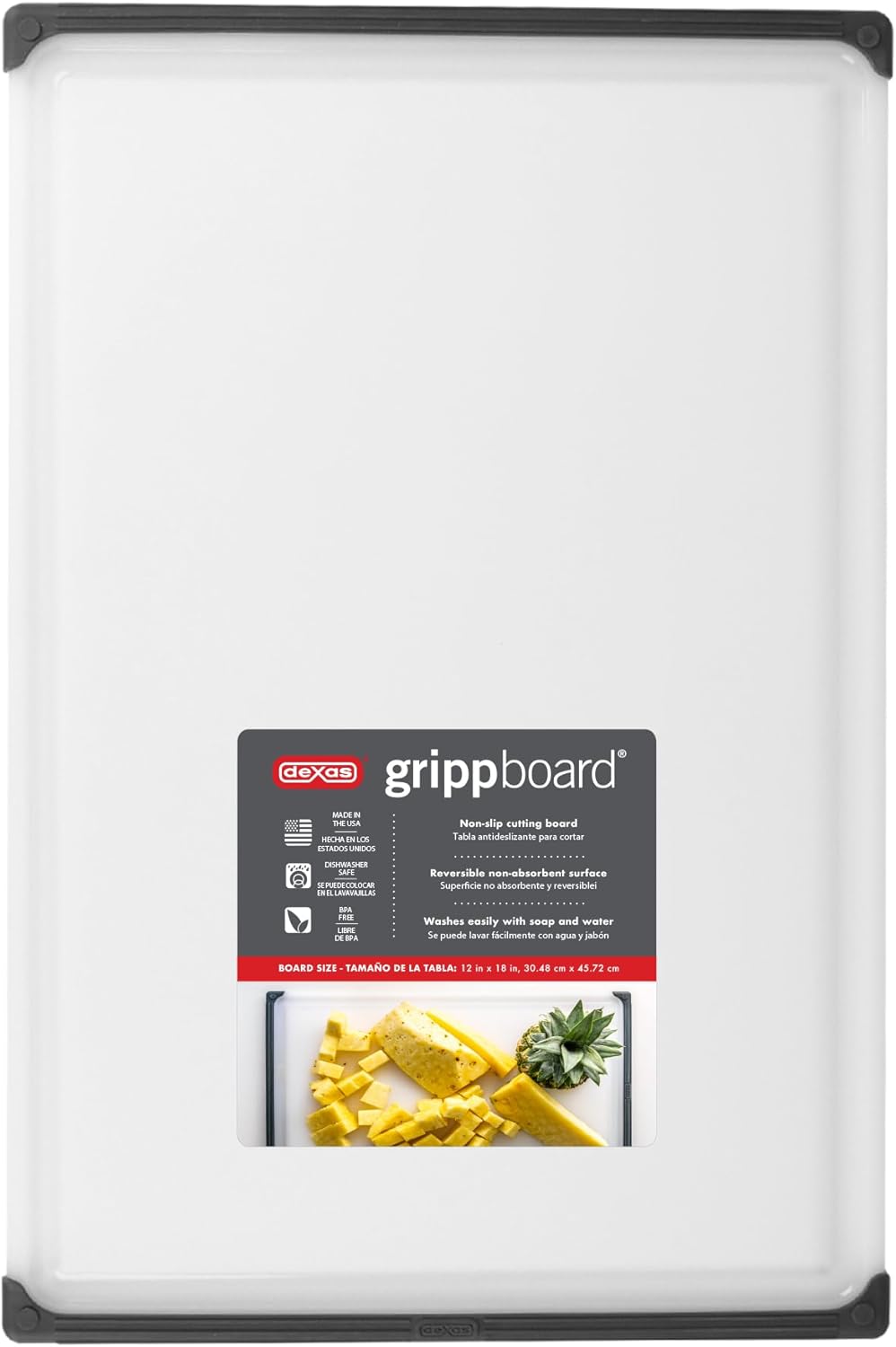 Dexas Non-Slip Grippboard Cutting Board, 12"x18" in Natural/Gray Color